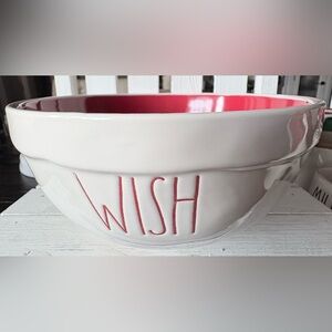 Rae Dunn White and Red “WISH” Ceramic Bowl